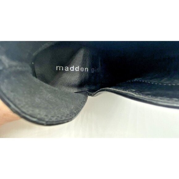 Madden Girl Chunky Black Faux Leather Ankle Booties Heeled Boots Sz 6.5 M Boho - Picture 6 of 11
